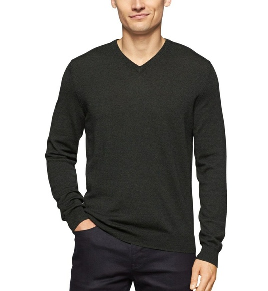 Calvin Klein Other - Calvin Klein Gray Fine Merino Wool V Neck Sweater